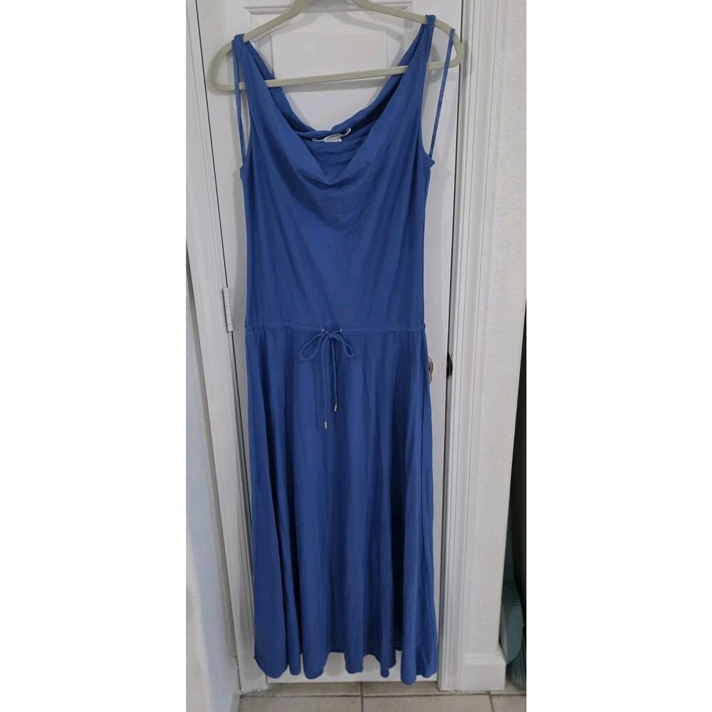 Diane Von Furstenberg Tadd Long Silk Maxi Dress Sz 8 Cobalt Blue Cowl Neck